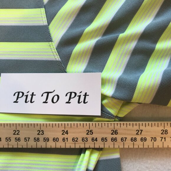Nike Dri-Fit  Men's 3-Button Striped Golf Polo Shirt Size XXL in Gray and Neon - Picture 14 of 15